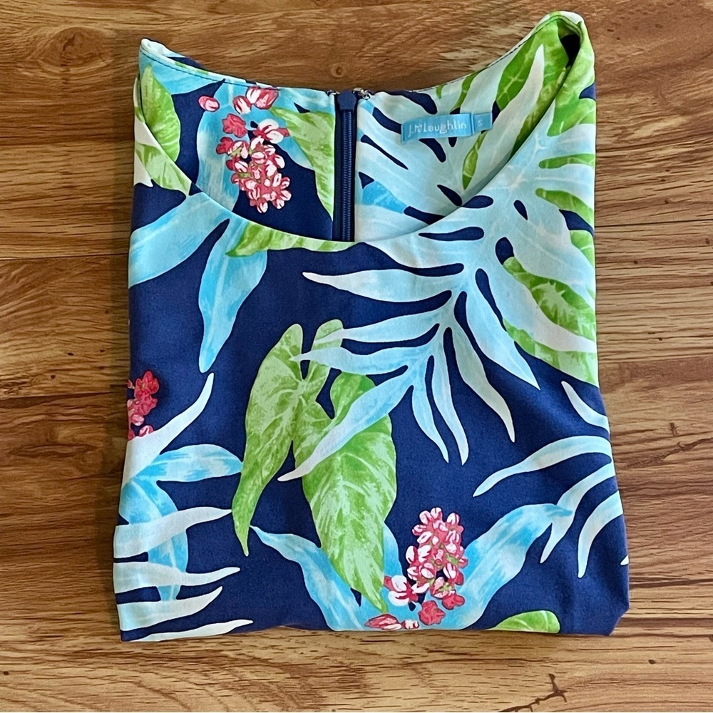 J. McLaughlin Sophia Tropical Print Knit Dress S Resort Wear Coastal Chic - Picture 11 of 11